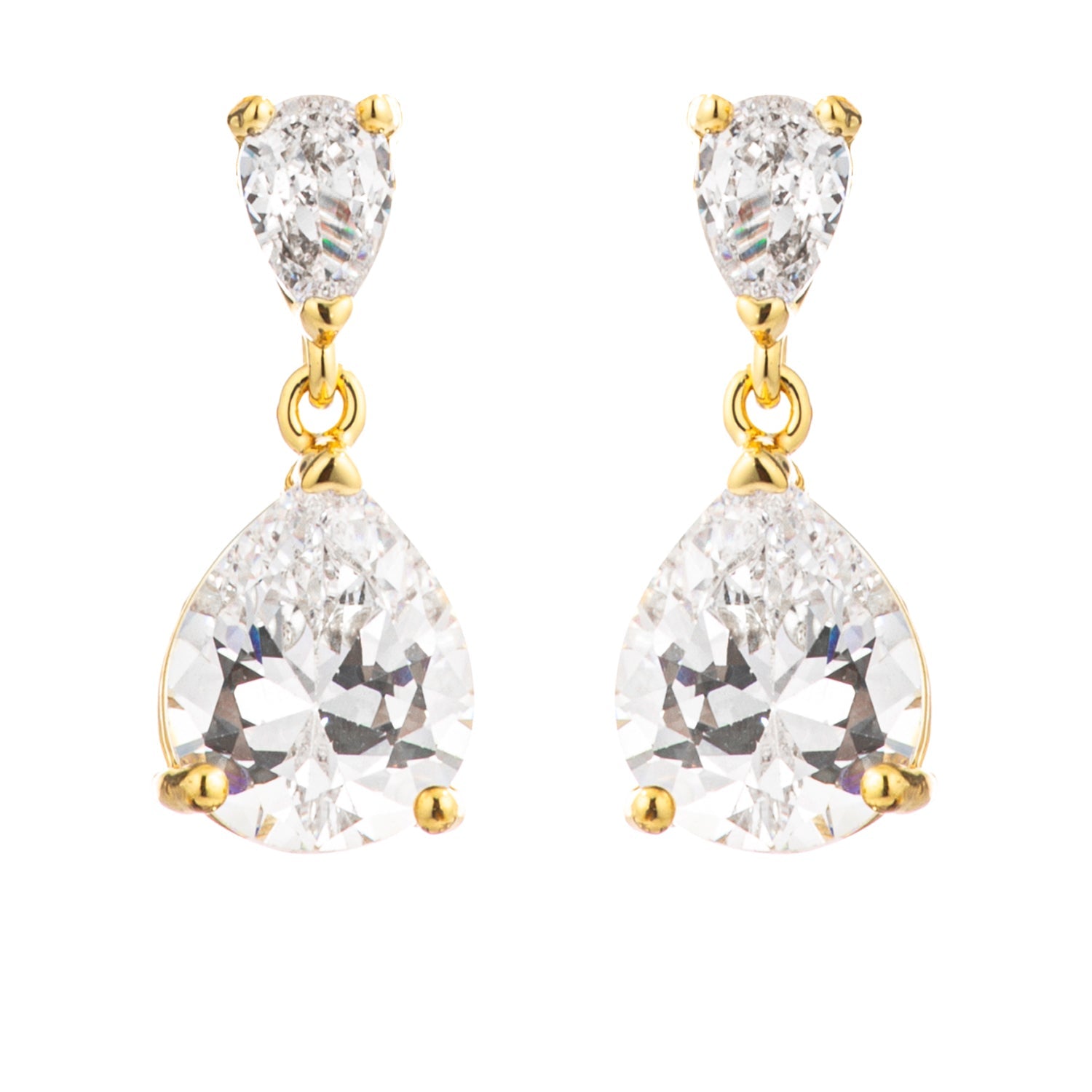 18k Gold Plated Double Pear Drop Earrings