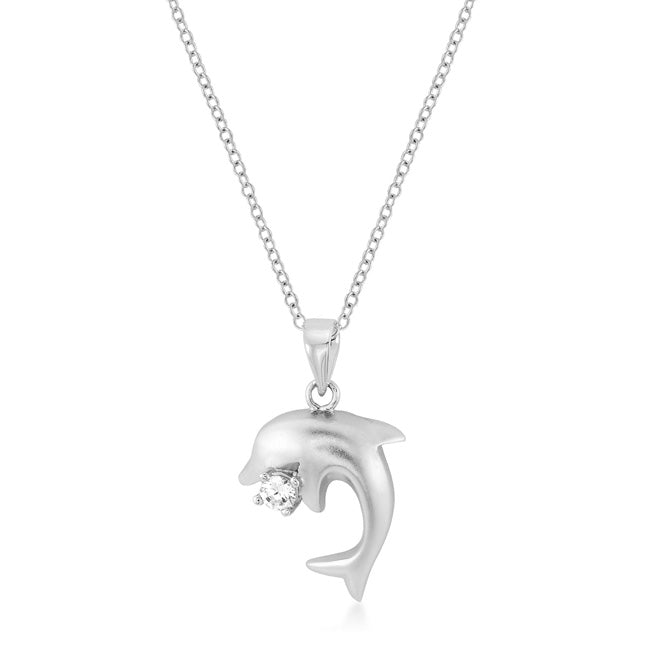 Matte Rhodium Dolphin