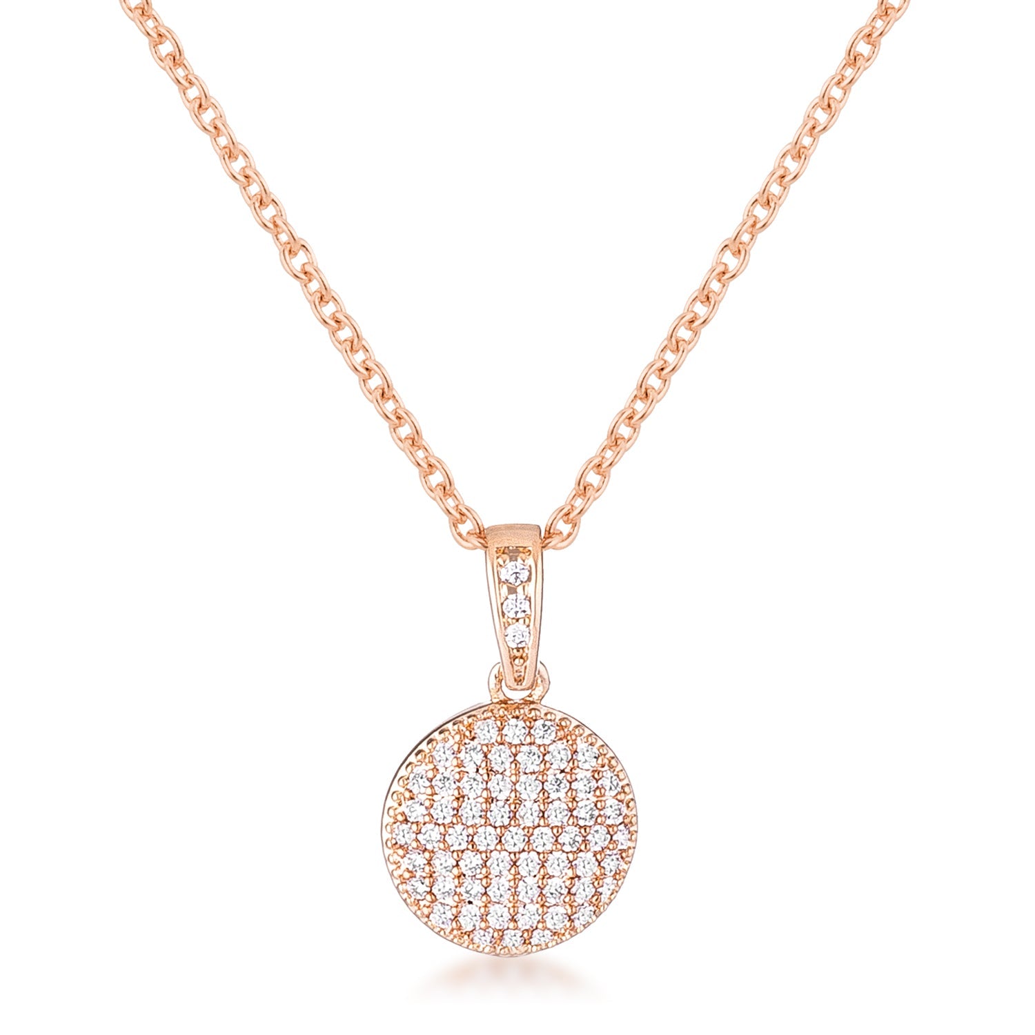 Rose Gold Plated Necklace with CZ Disk