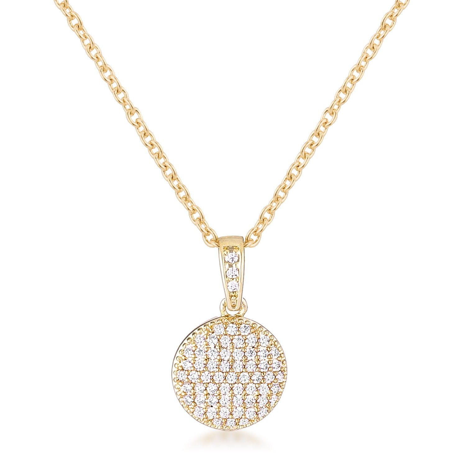 Gold Plated Necklace with CZ Disk