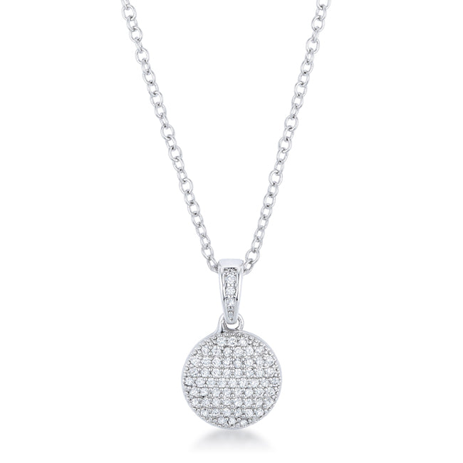 Rhodium Necklace with CZ Disk