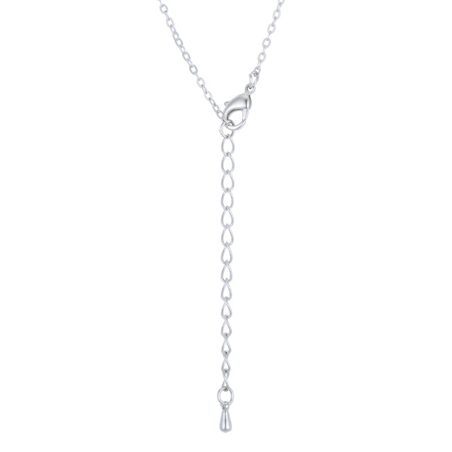 Rhodium Necklace with CZ Disk