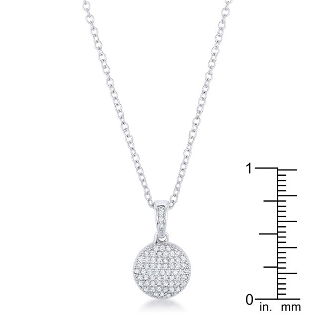 Rhodium Necklace with CZ Disk