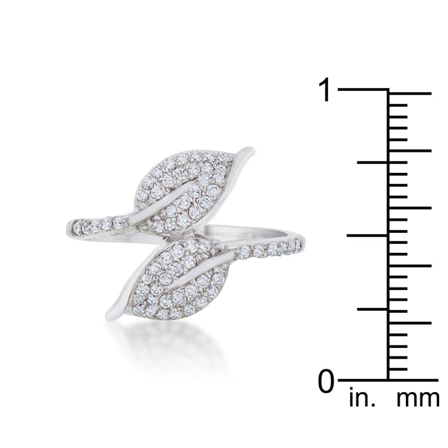 Liana 0.1ct Rhodium Leaf Wrap