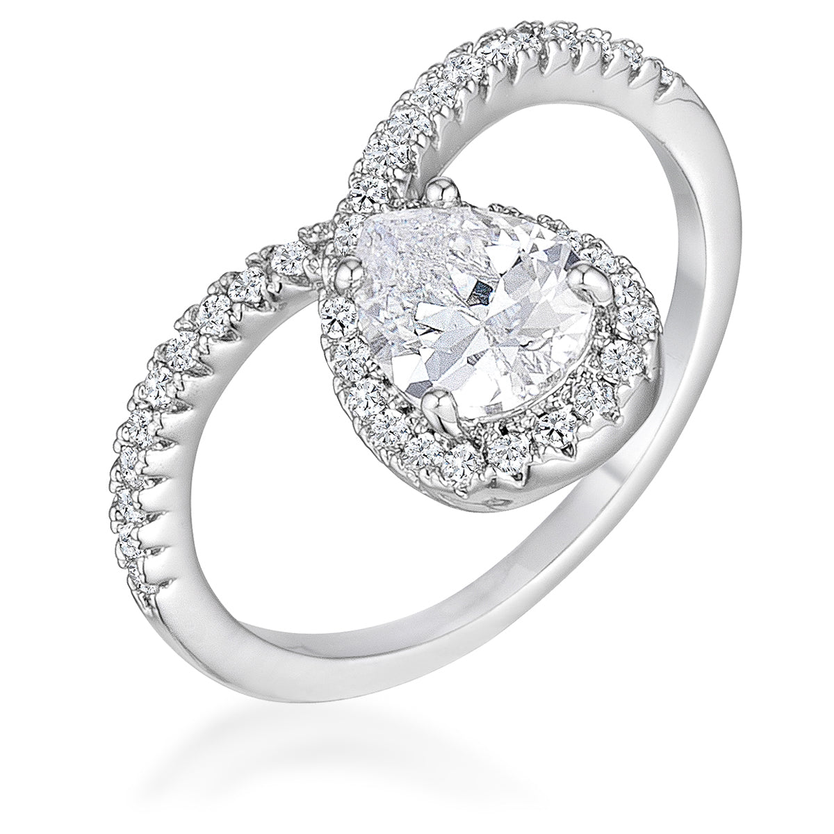 1.5Ct Rhodium Chevron Ring