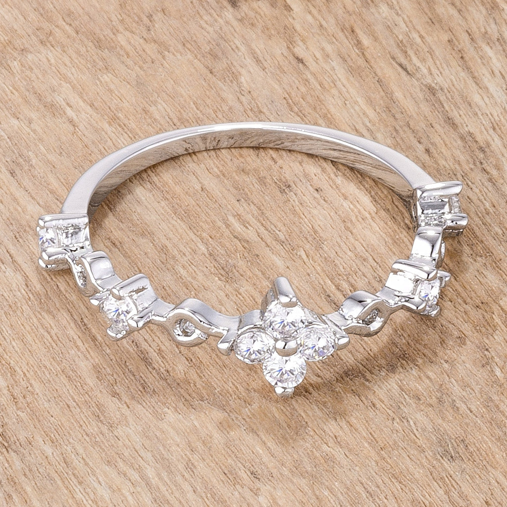 24Ct Rhodium Plated Mini Floral