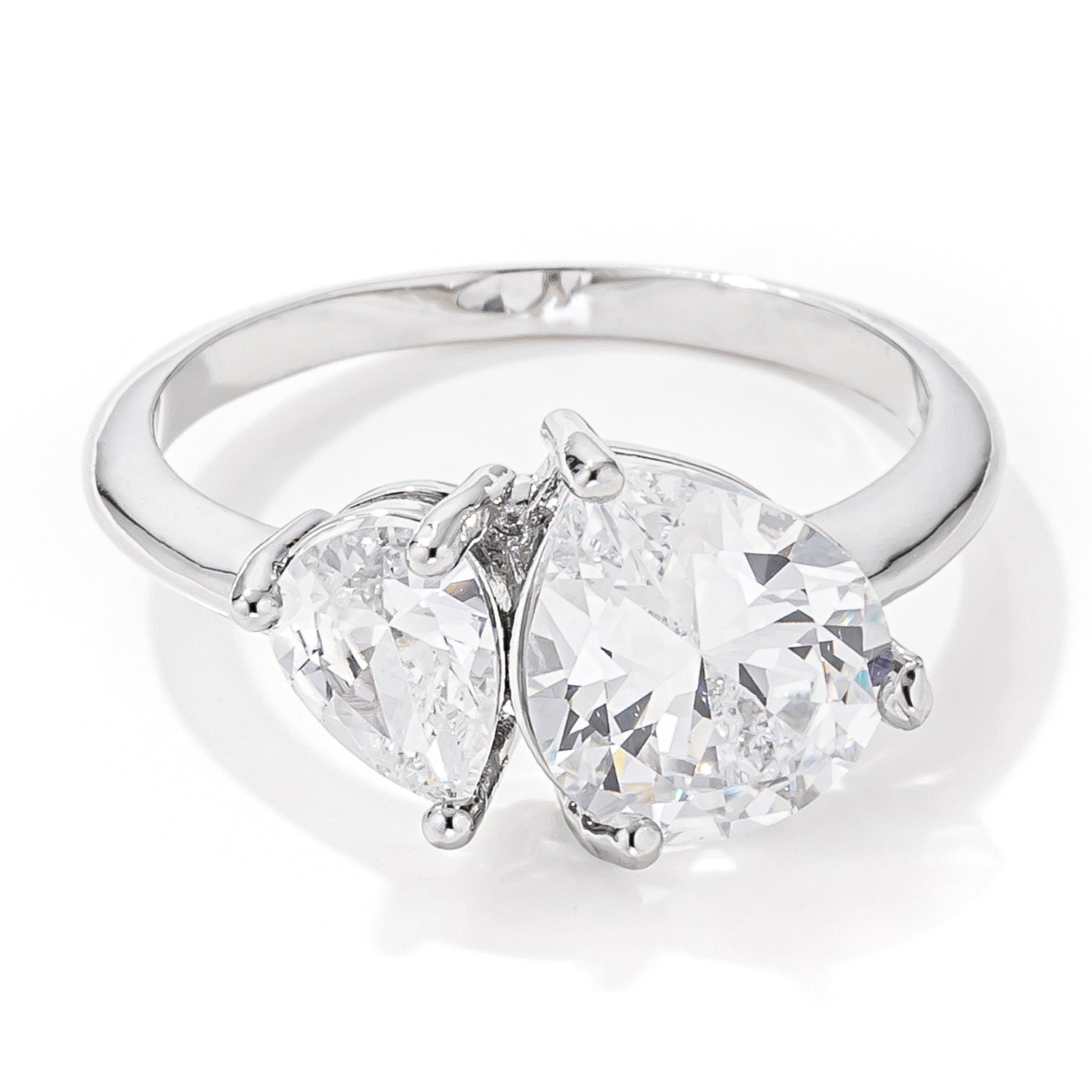 2.75ct Rhodium Plated Toi et Moi